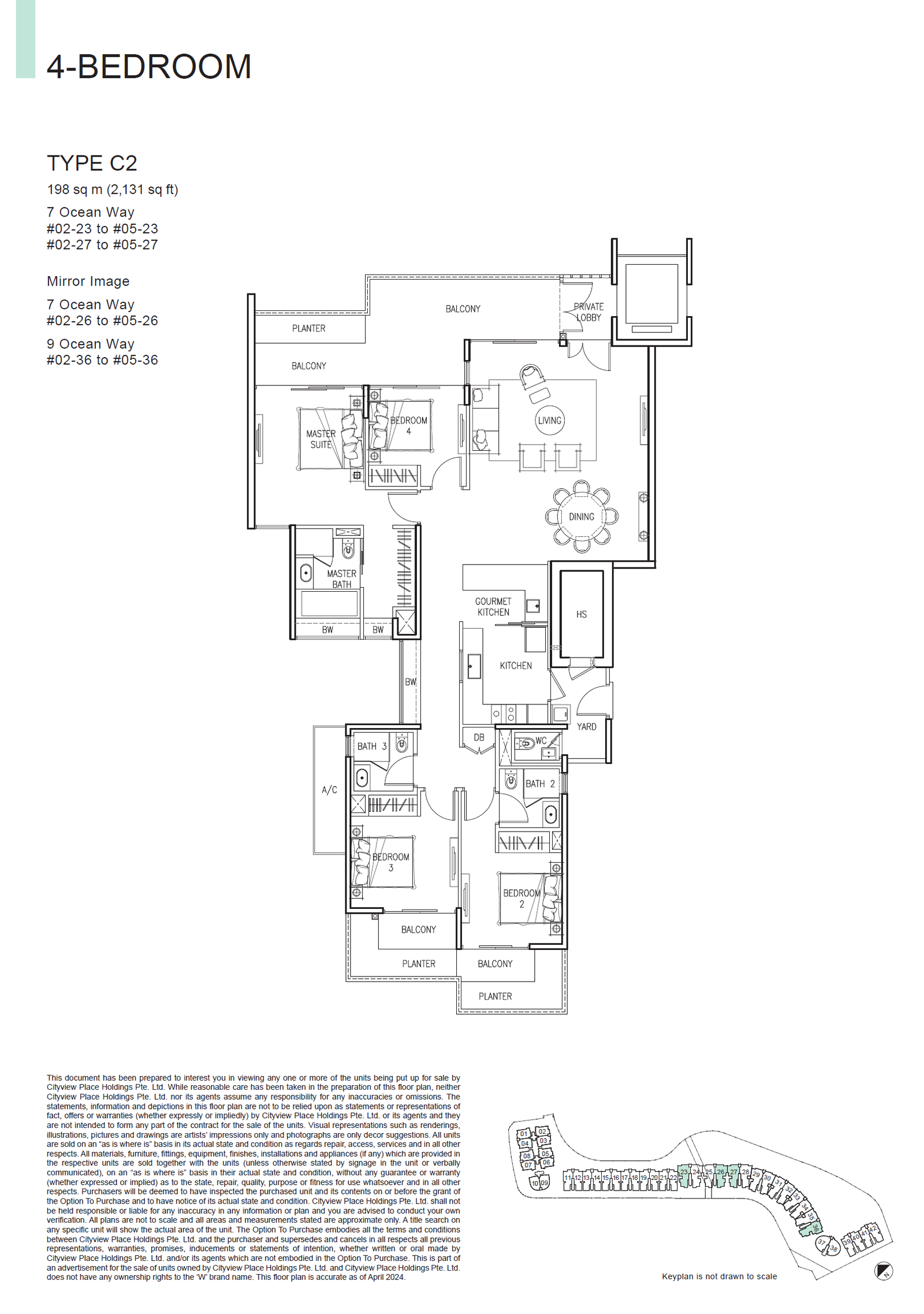 The Residences at W Singapore Sentosa Cove 4 Bedroom 4 Bedroom representative layout floor plan
